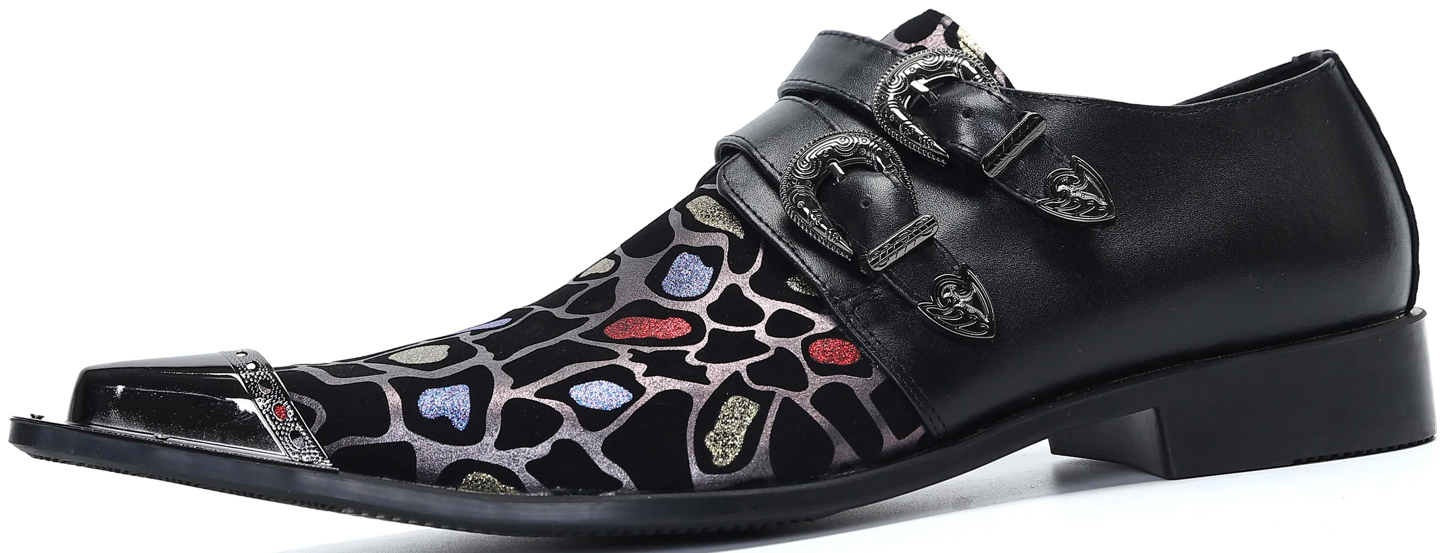 Men's Metal Tip Western Buttons Loafers