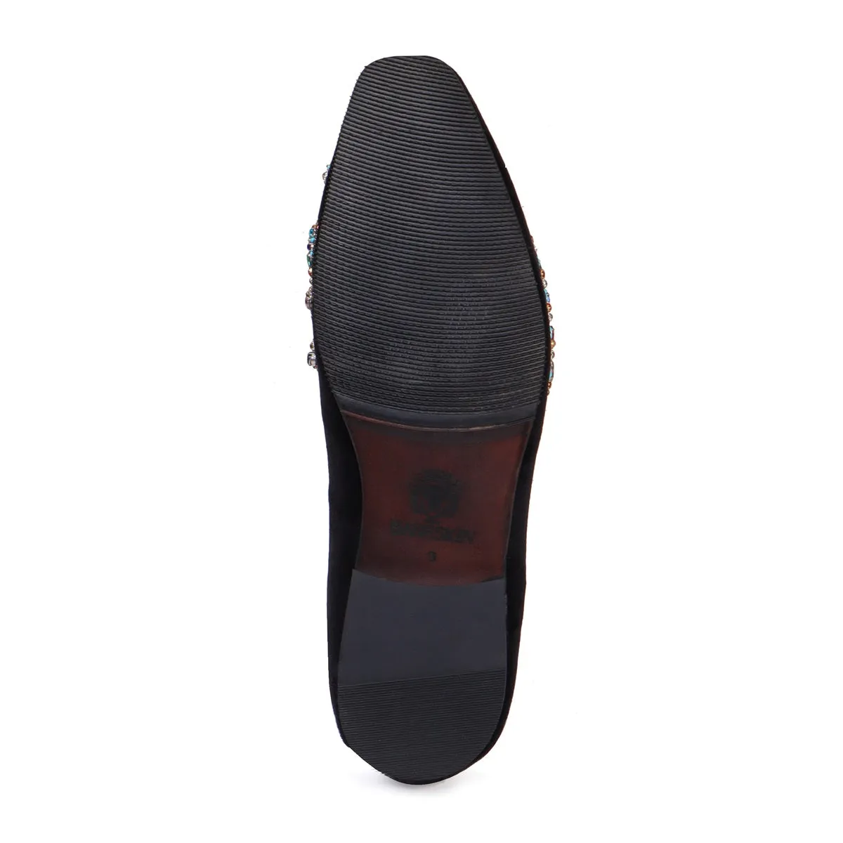 Men's Slip-On Shoes with Crystal Stones Multi-Color Mixed LEGEND Embellished in Black Velvet
