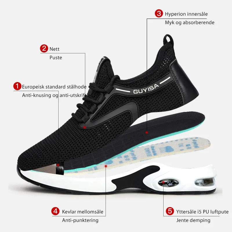 Mesh safety shoes with breathable material