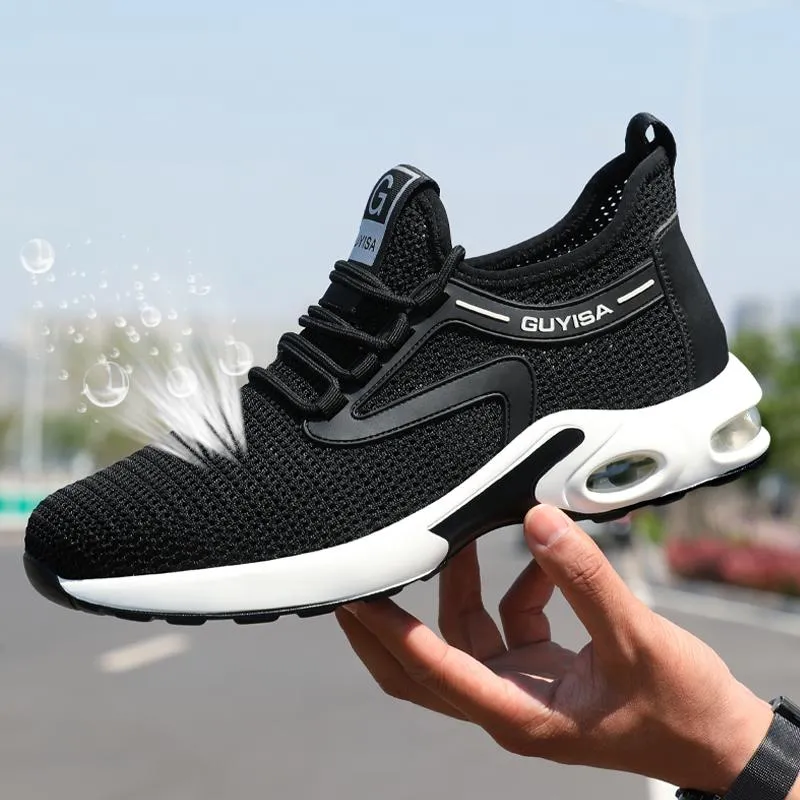 Mesh safety shoes with breathable material