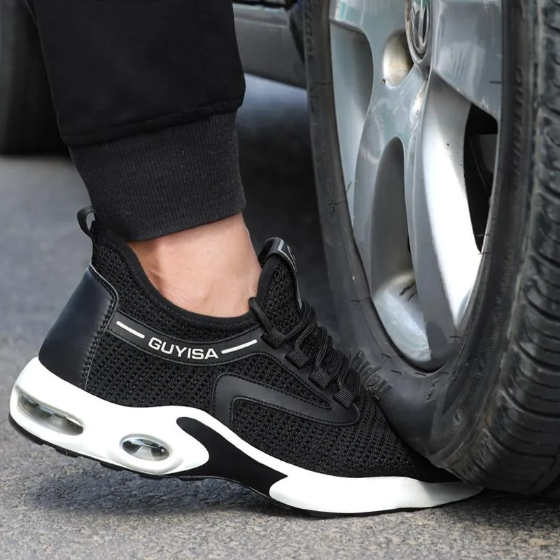 Mesh safety shoes with breathable material
