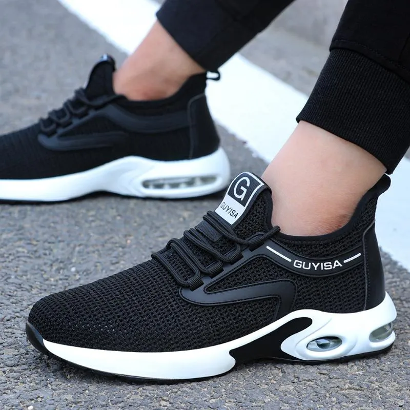 Mesh safety shoes with breathable material