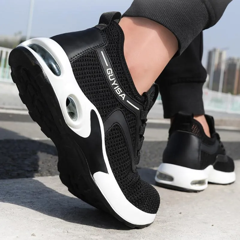 Mesh safety shoes with breathable material