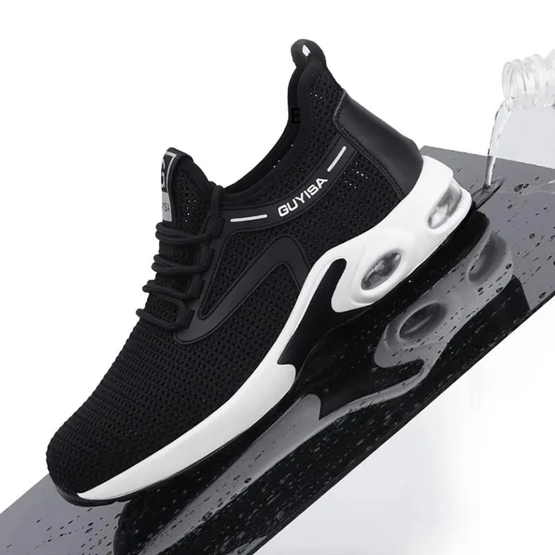 Mesh safety shoes with breathable material