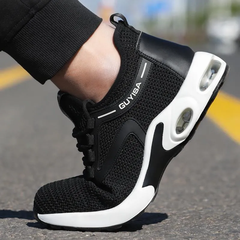 Mesh safety shoes with breathable material