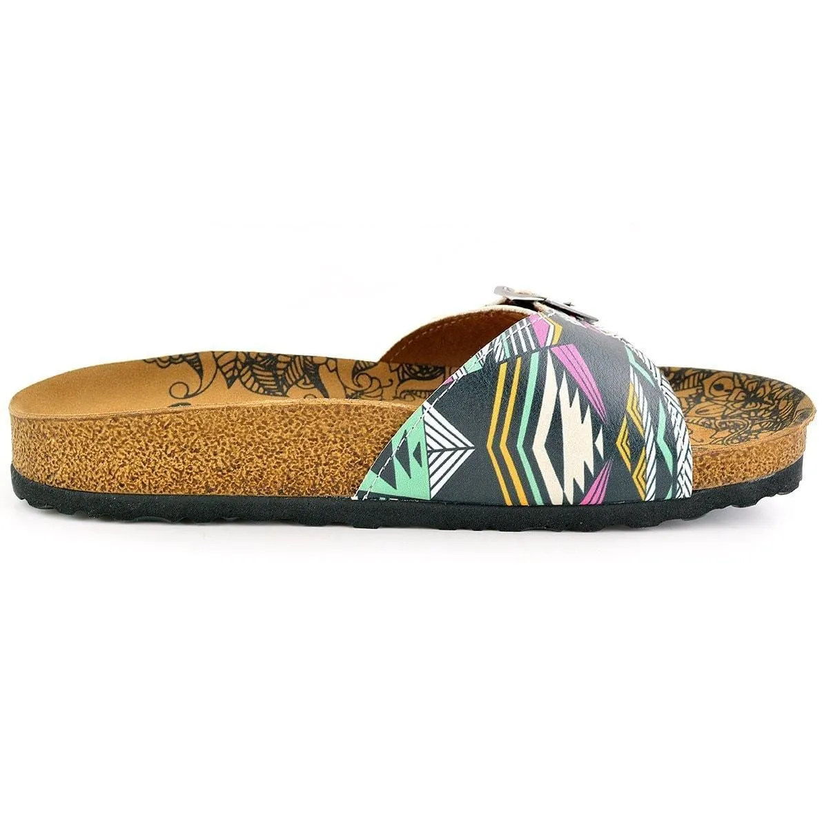 Mint & Pink Geometric Buckle-Accent Sandal CAL903