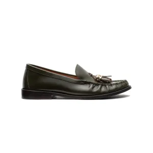 Moss Green Glossy Leather Moccasin