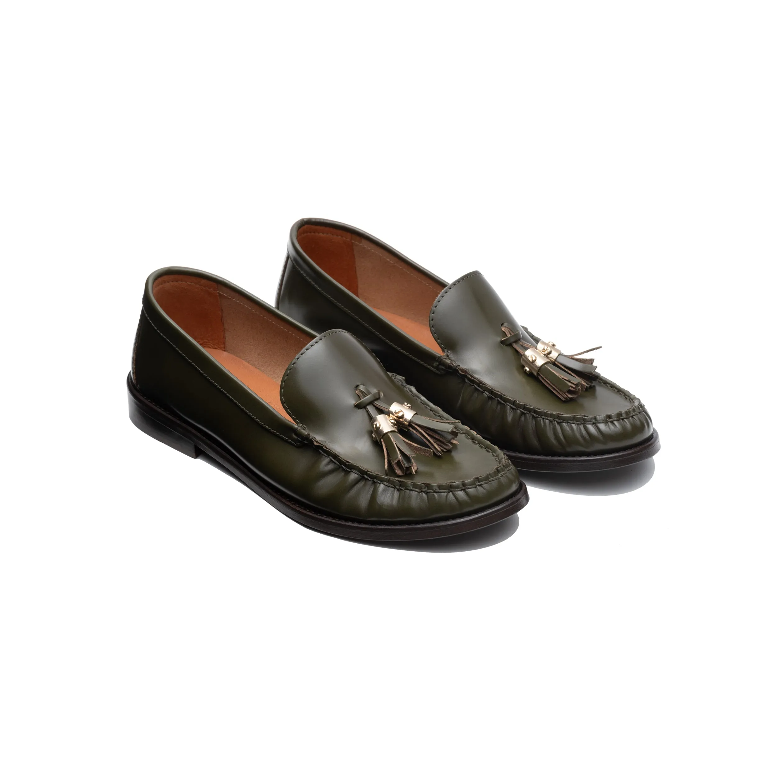 Moss Green Glossy Leather Moccasin