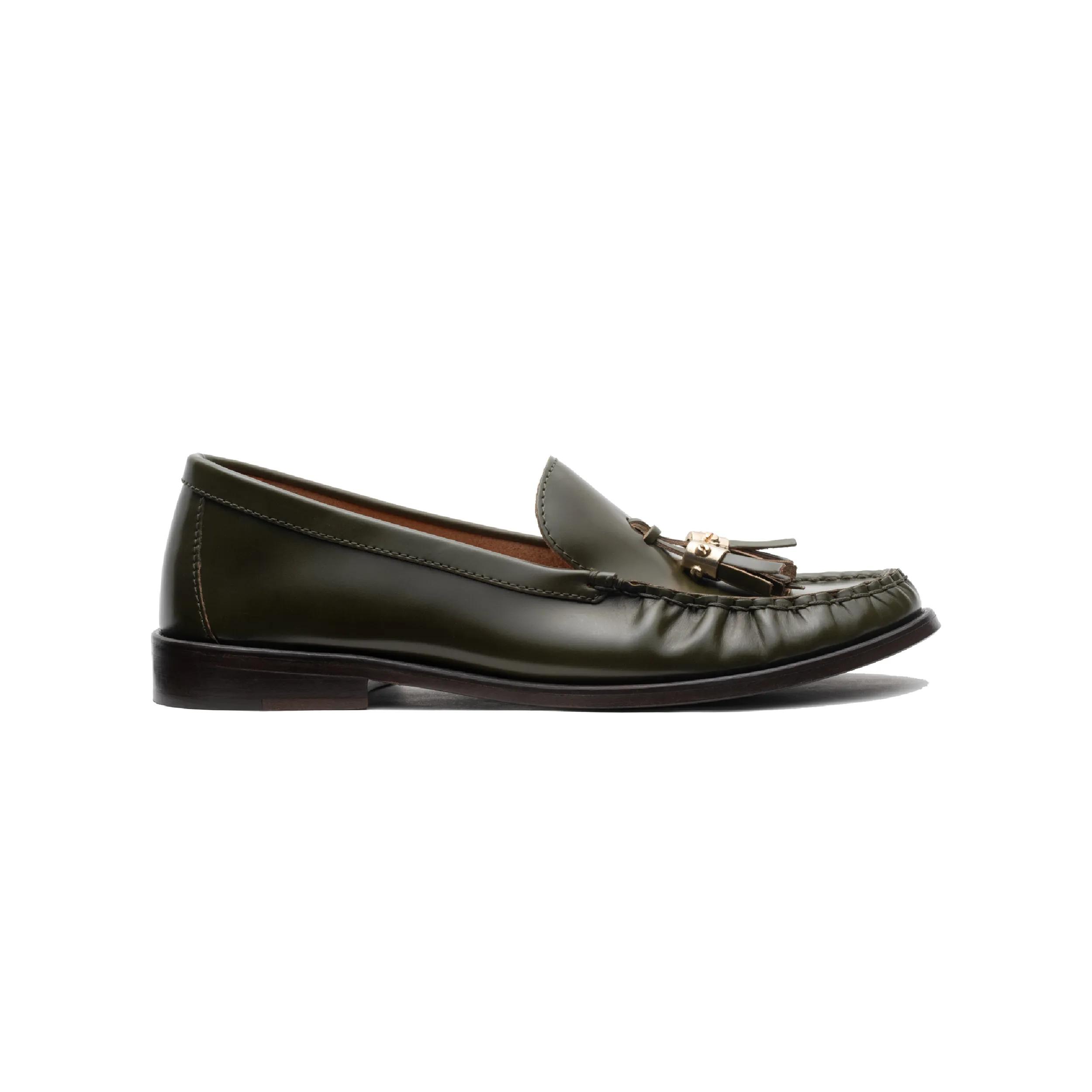 Moss Green Glossy Leather Moccasin