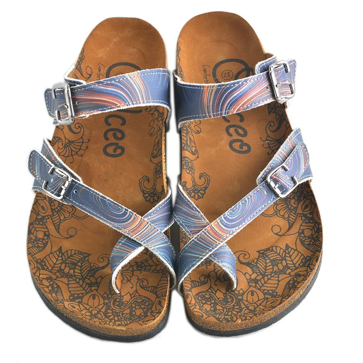Navy Abstract Sandal CAL1008