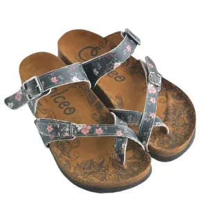Navy Floral Sandal CAL1009