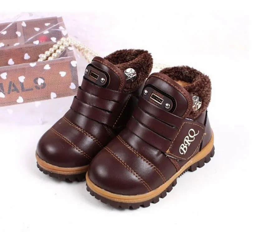 New Children Snow Boots Winter Velcro Kids Boots Casual Fashion Plus Velvet Boys Girls Shoes