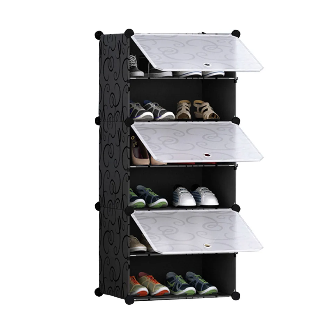 NNEAGS 6 Tier Shoe Rack Organizer Sneaker Footwear Storage Stackable Stand Cabinet Portable Wardrobe with Cover