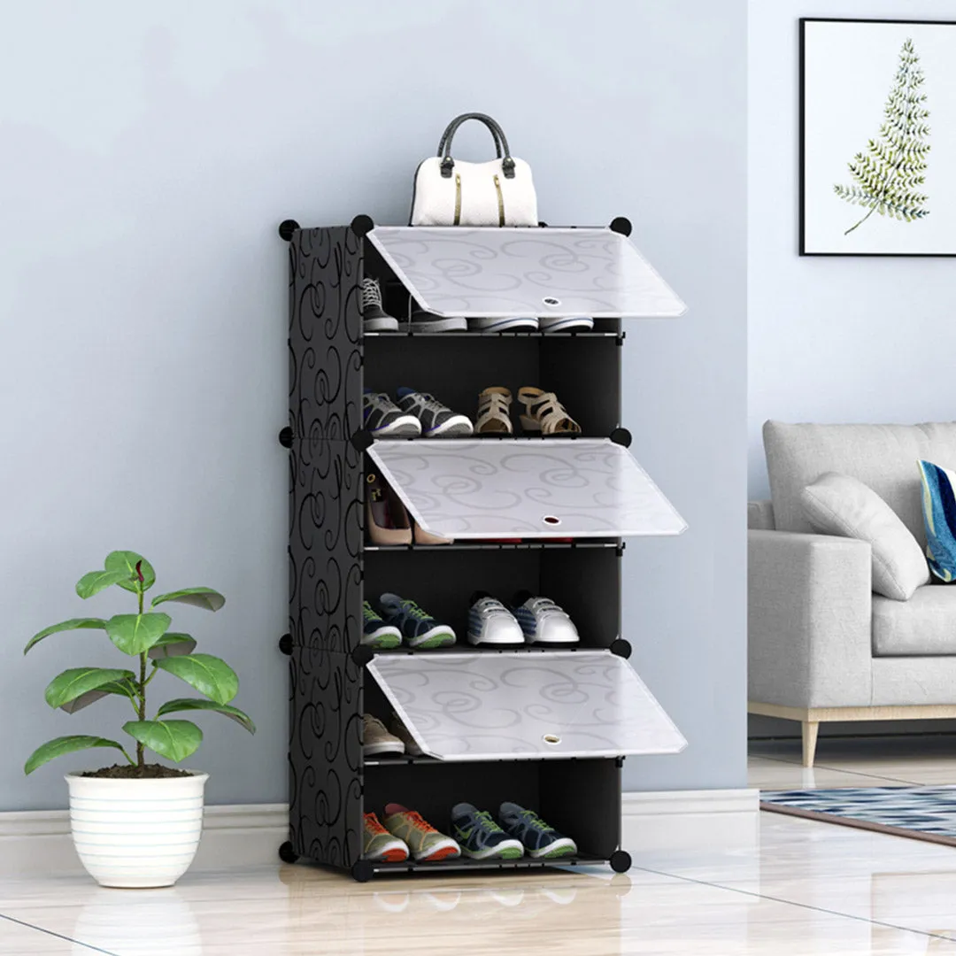 NNEAGS 6 Tier Shoe Rack Organizer Sneaker Footwear Storage Stackable Stand Cabinet Portable Wardrobe with Cover