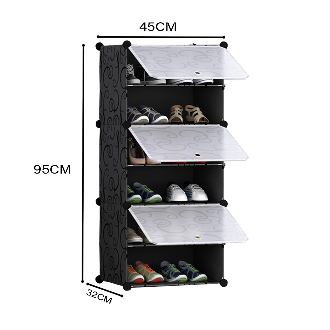 NNEAGS 6 Tier Shoe Rack Organizer Sneaker Footwear Storage Stackable Stand Cabinet Portable Wardrobe with Cover
