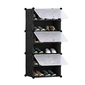 NNEAGS 6 Tier Shoe Rack Organizer Sneaker Footwear Storage Stackable Stand Cabinet Portable Wardrobe with Cover