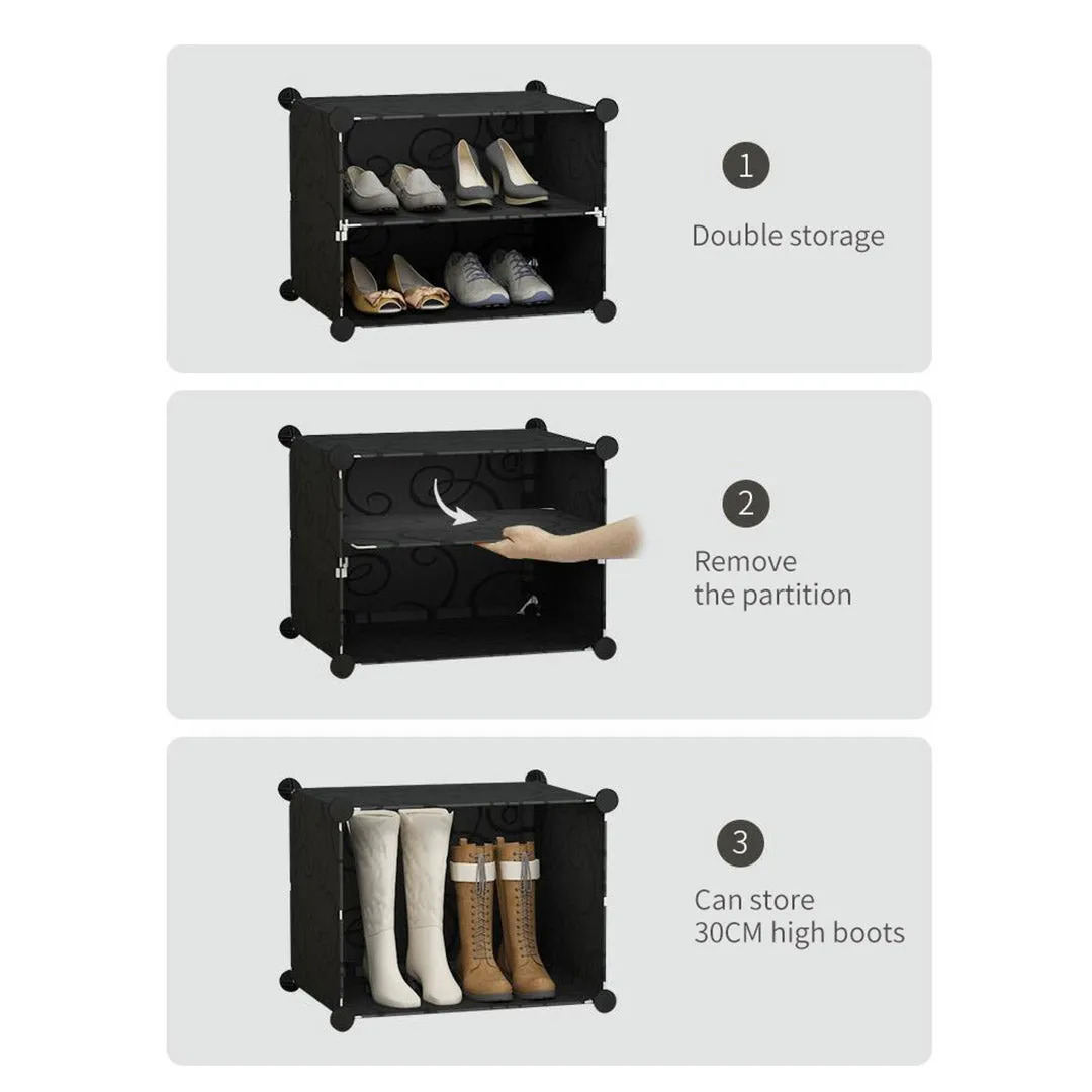 NNEAGS 6 Tier Shoe Rack Organizer Sneaker Footwear Storage Stackable Stand Cabinet Portable Wardrobe with Cover