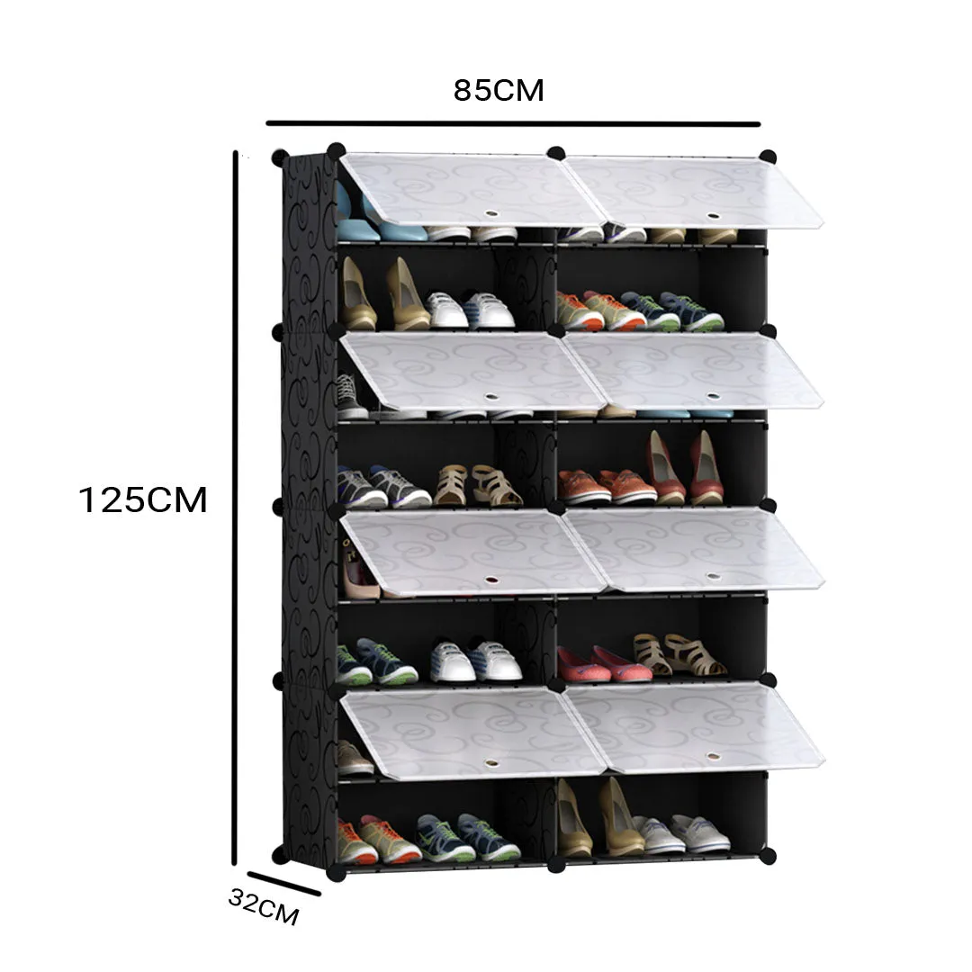 NNEAGS 8 Tier 2 Column Shoe Rack Organizer Sneaker Footwear Storage Stackable Stand Cabinet Portable Wardrobe with Cover