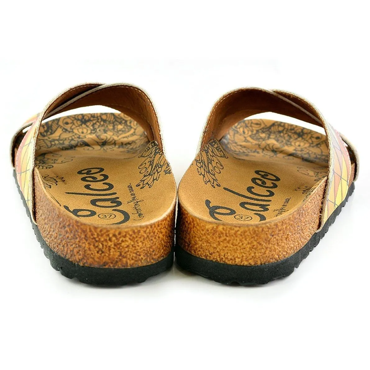 Orange & Blue Geometric Cross-Strap Sandal CAL1104