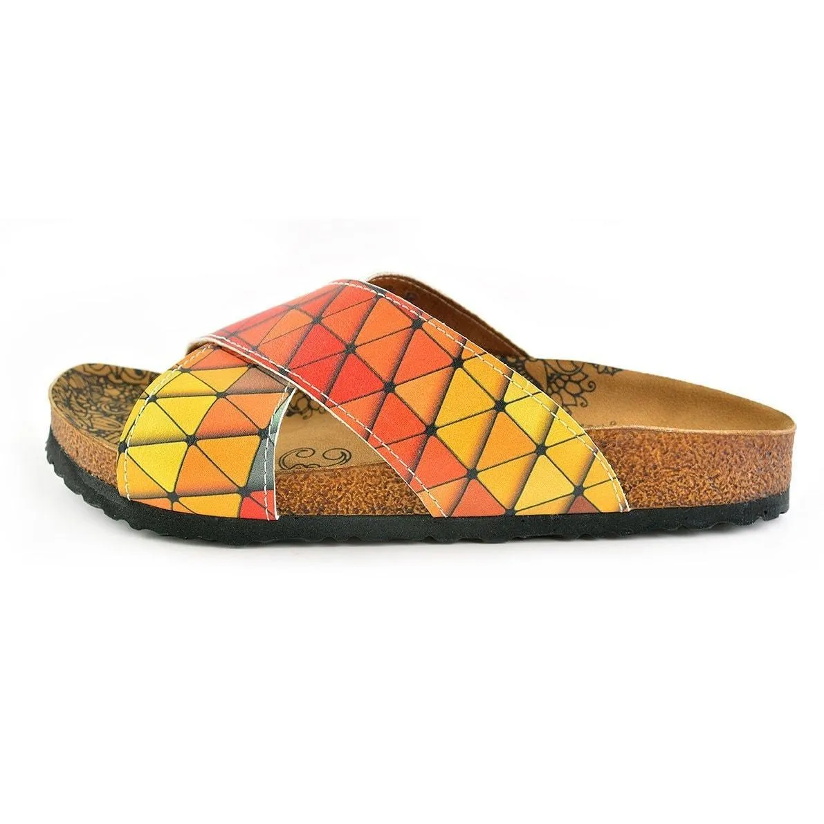 Orange & Blue Geometric Cross-Strap Sandal CAL1104