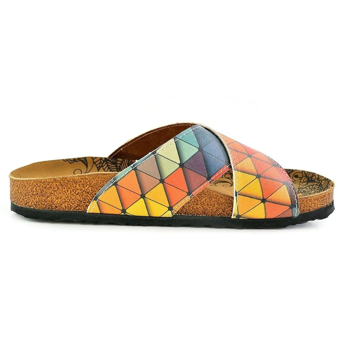 Orange & Blue Geometric Cross-Strap Sandal CAL1104