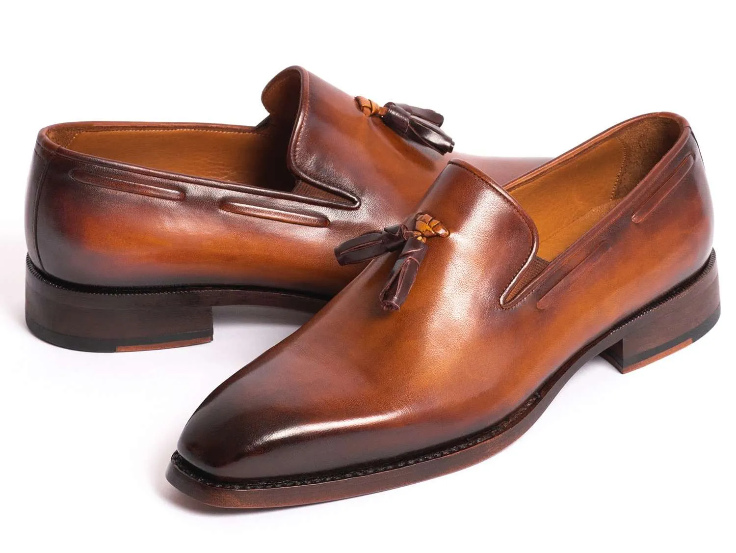 Paul Parkman Brown Tassel Loafers - Hand-Painted