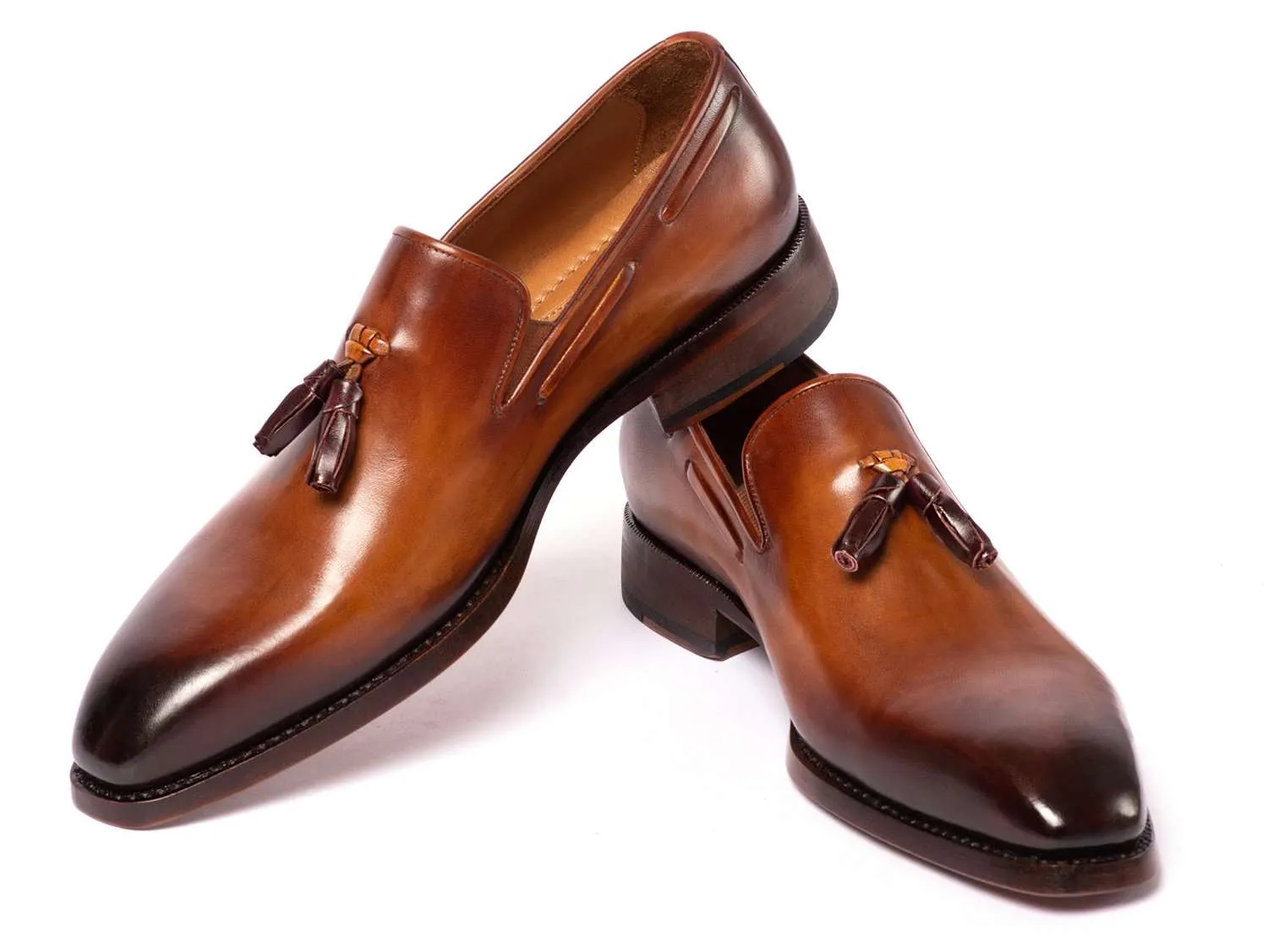 Paul Parkman Brown Tassel Loafers - Hand-Painted