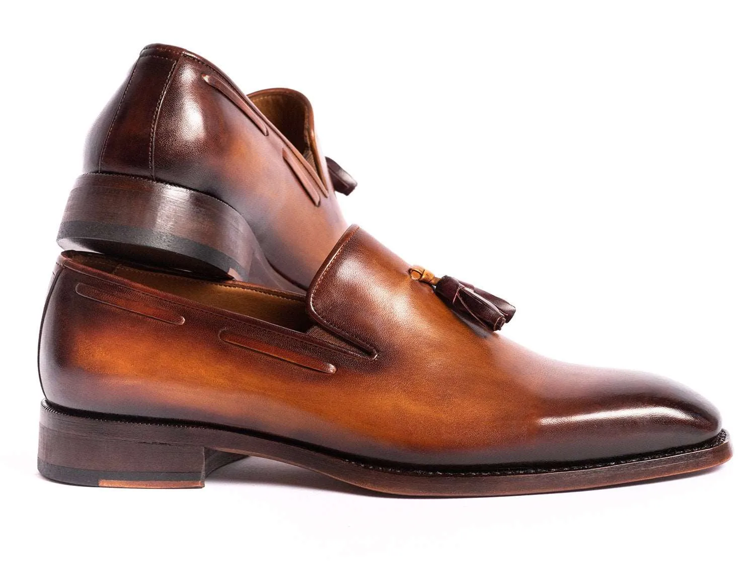 Paul Parkman Brown Tassel Loafers - Hand-Painted