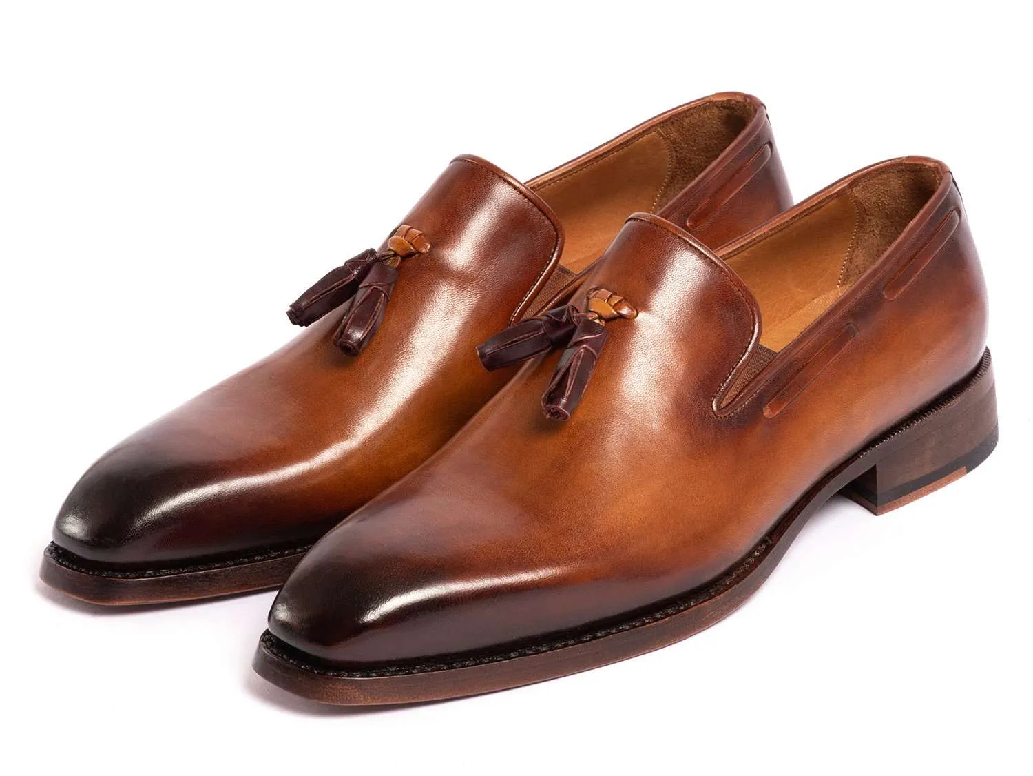 Paul Parkman Brown Tassel Loafers - Hand-Painted