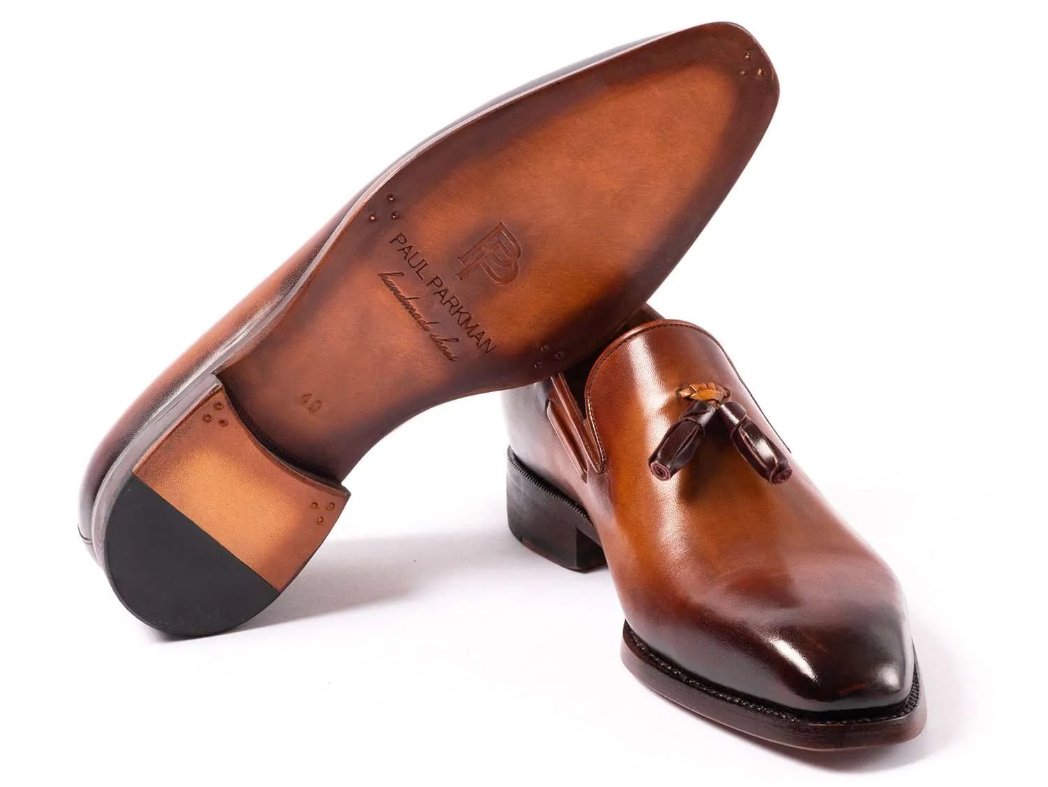 Paul Parkman Brown Tassel Loafers - Hand-Painted
