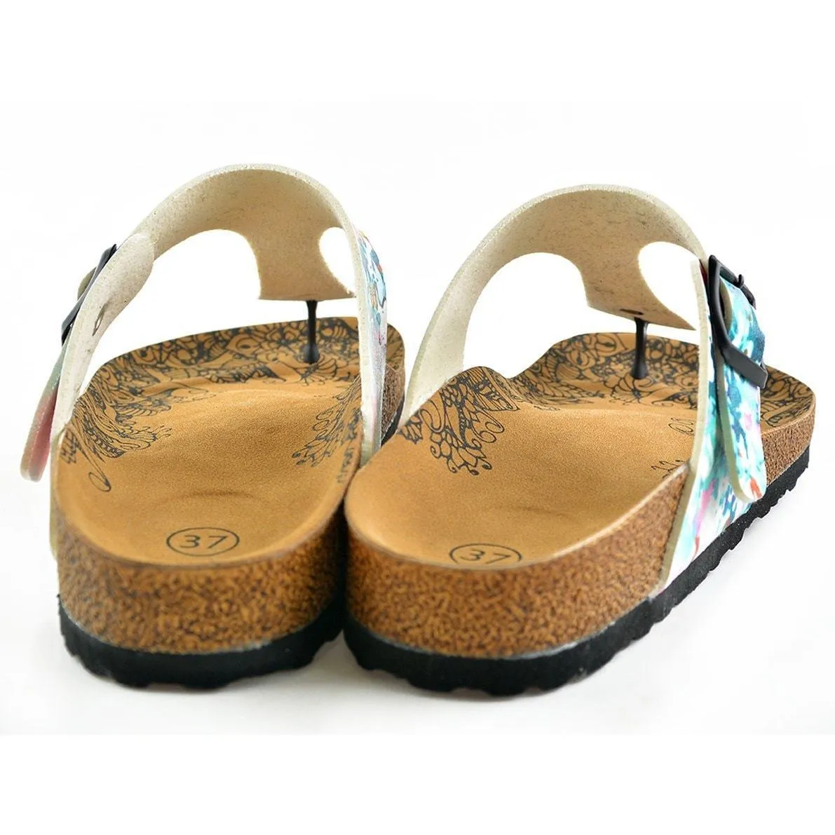 Pink & Blue Floral T-Strap Sandal CAL505