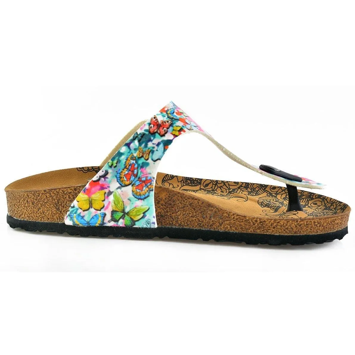 Pink & Blue Floral T-Strap Sandal CAL505