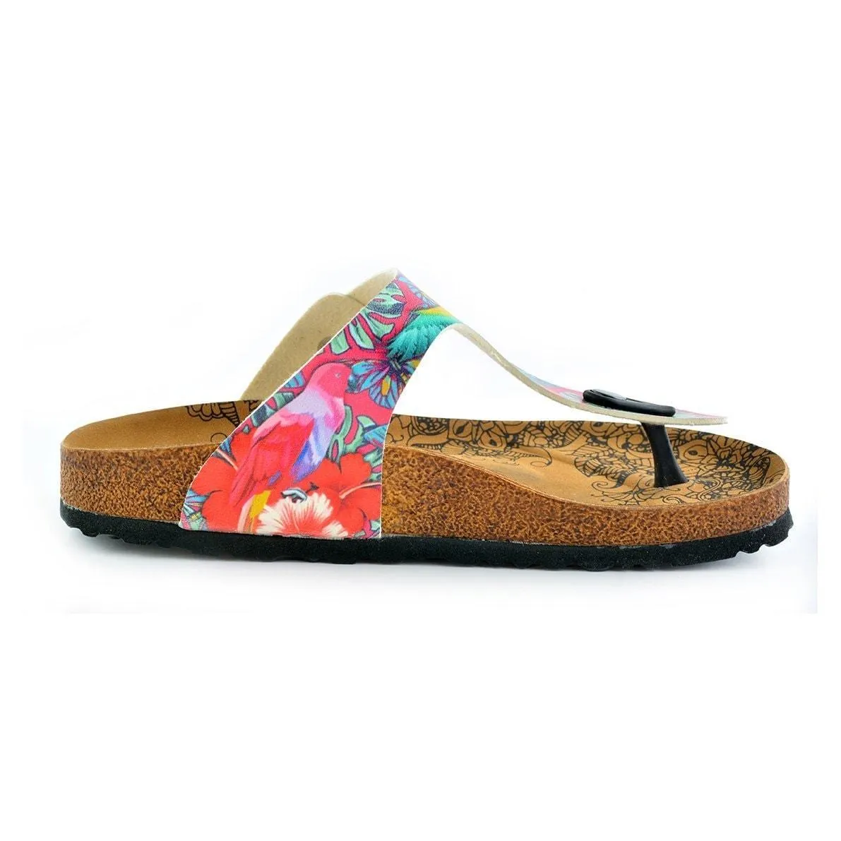 Pink & Turquoise T-Strap Sandal CAL518