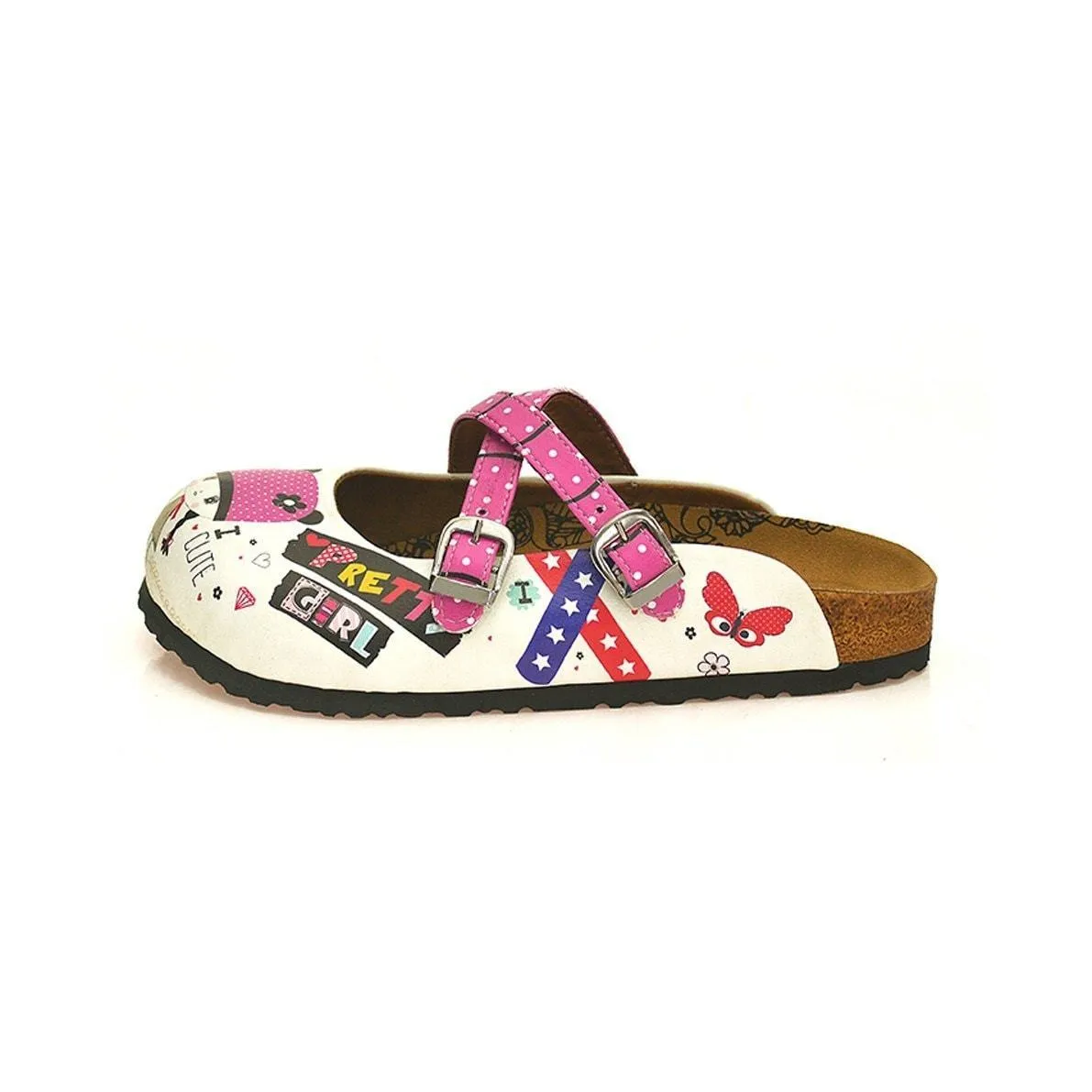 Pink & White Pretty Girl Clogs WCAL130