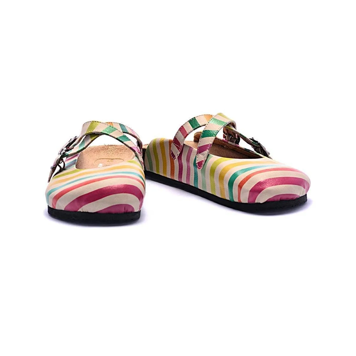 Pink & Yellow Stripe Clogs CAL102