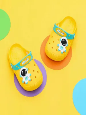 Playful Astronaut-Themed Clogs for Boys- Yellow