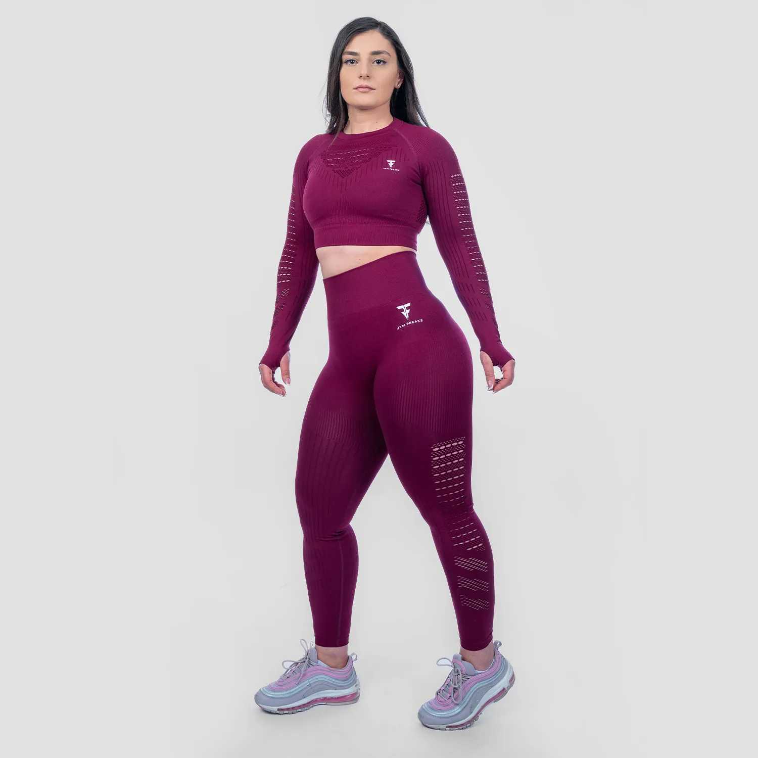 Power Packed Mesh Leggings & Top Maroon
