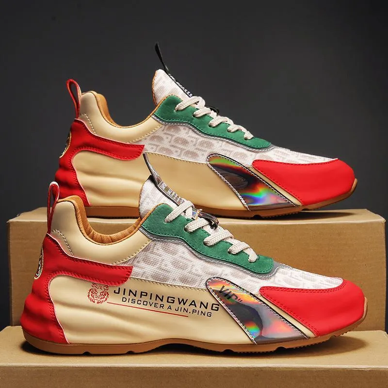 Printed fabric surface breathable tide embroidered tiger head shoes