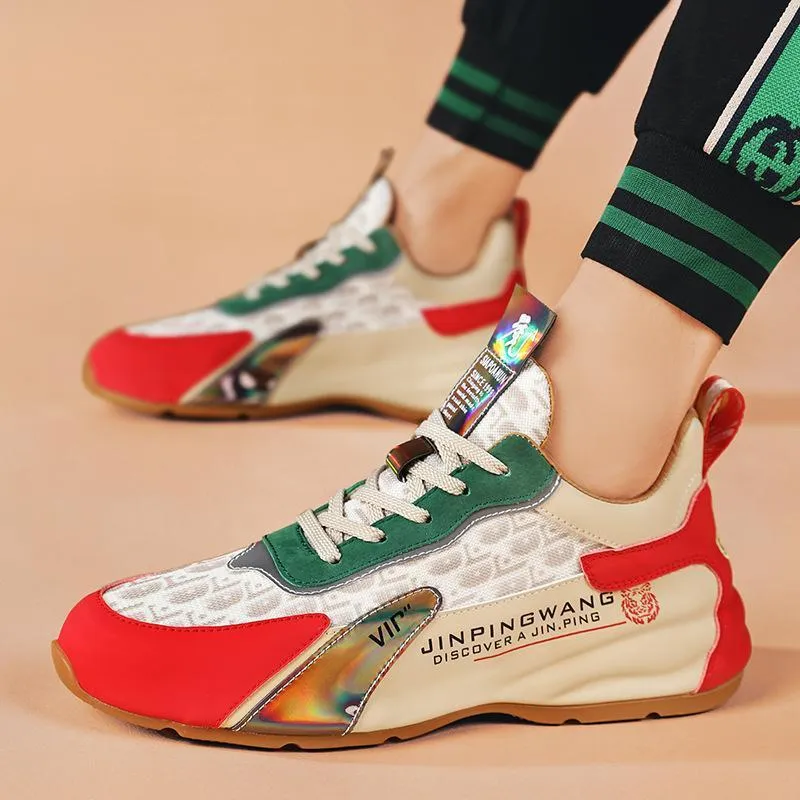 Printed fabric surface breathable tide embroidered tiger head shoes