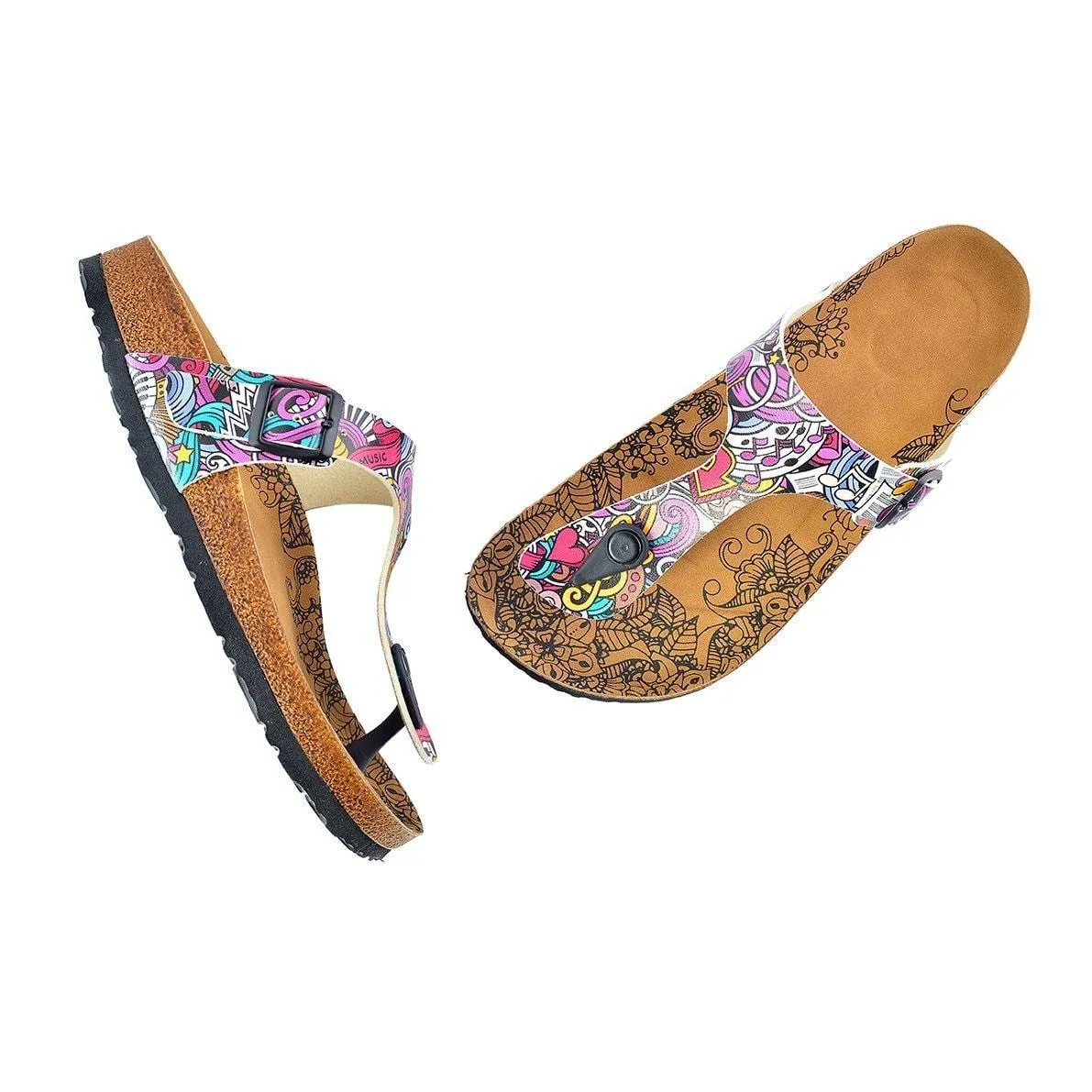 Purple & Pink Music T-Strap Sandal CAL516