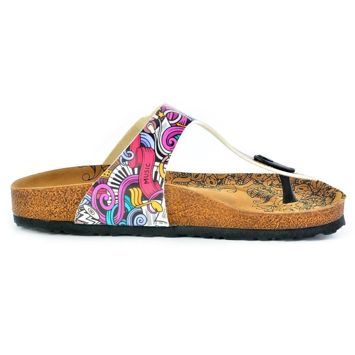 Purple & Pink Music T-Strap Sandal CAL516