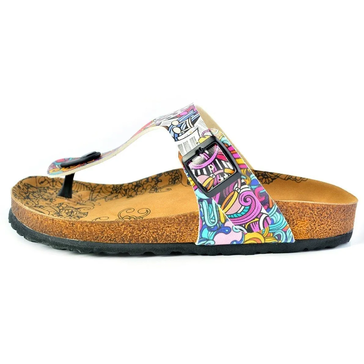 Purple & Pink Music T-Strap Sandal CAL516