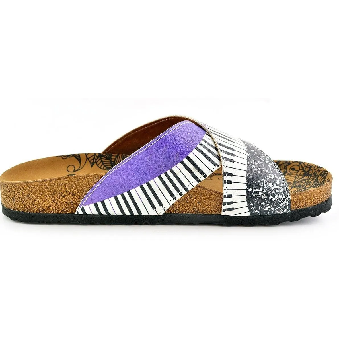 Purple & White Piano Cross-Strap Sandal CAL1102