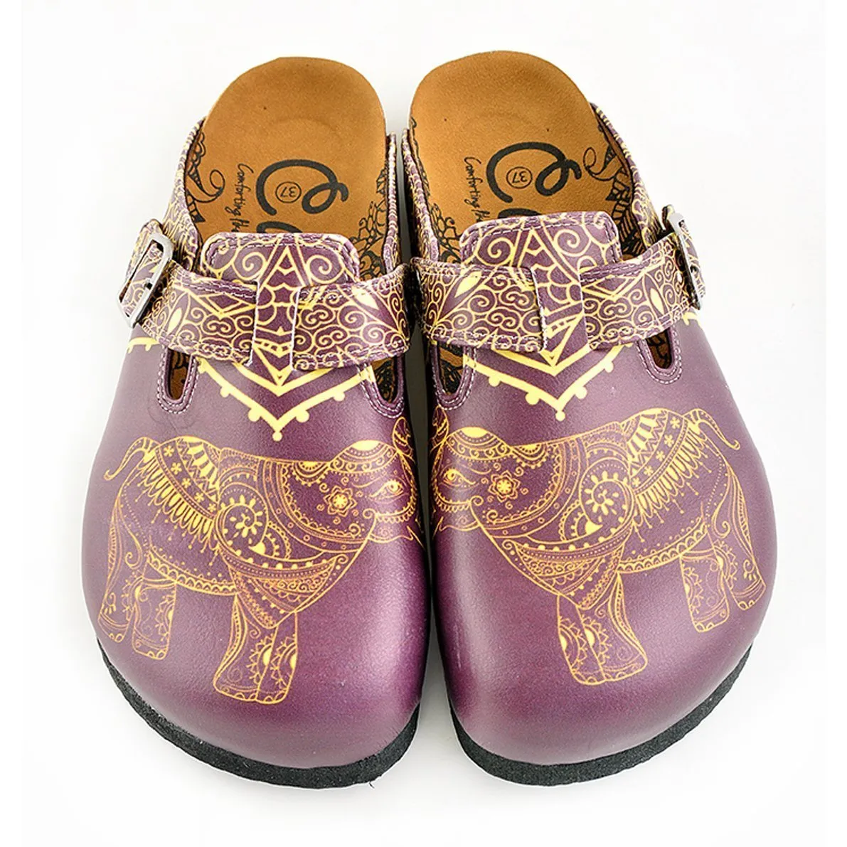 Purple & Yellow Elephant Clogs WCAL345