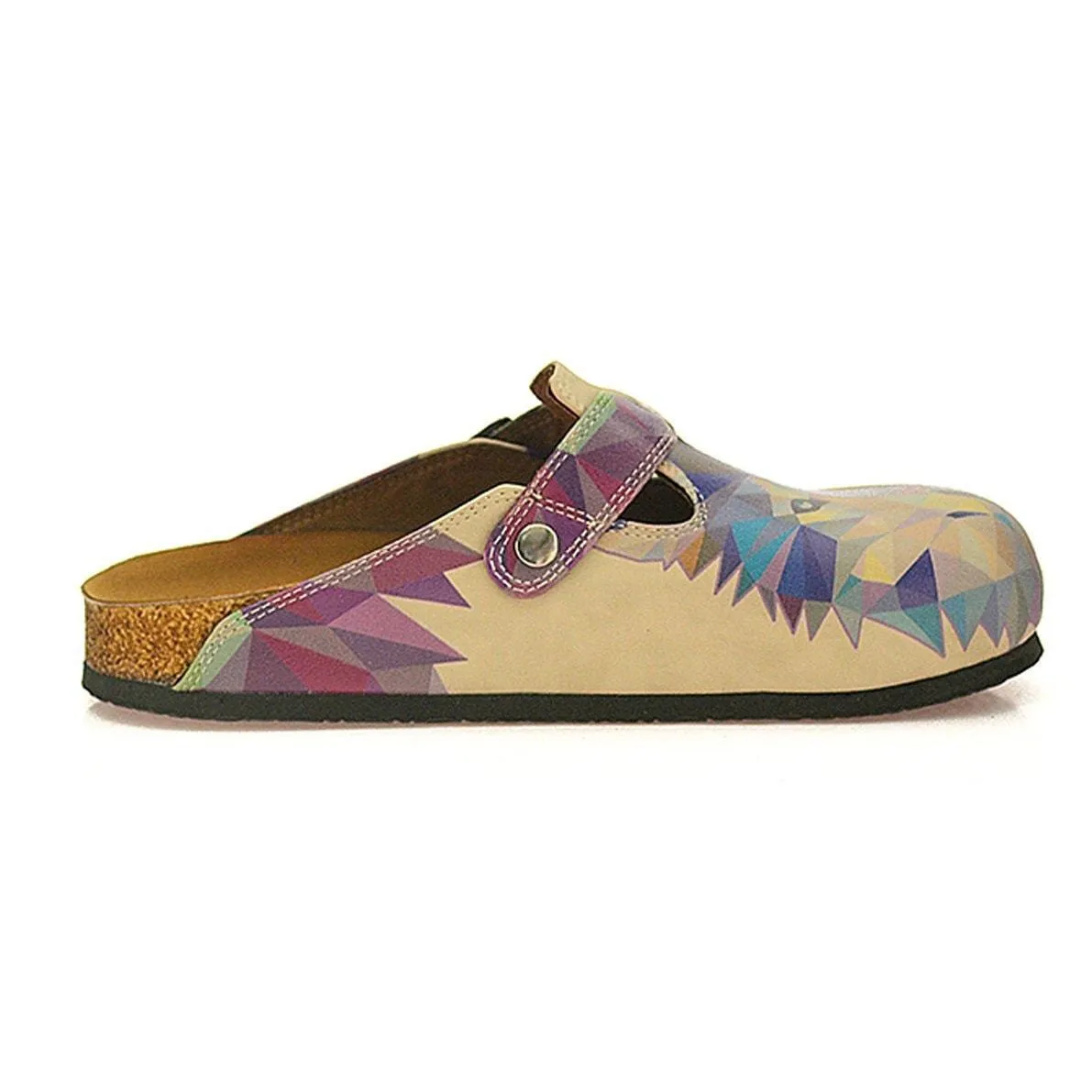 Purple Geo Lion & Wolf Clogs CAL335