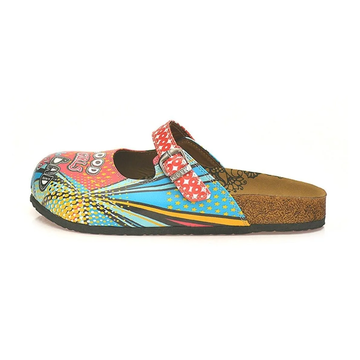 Red & Blue Good Girls Do Bad Things Clogs CAL801