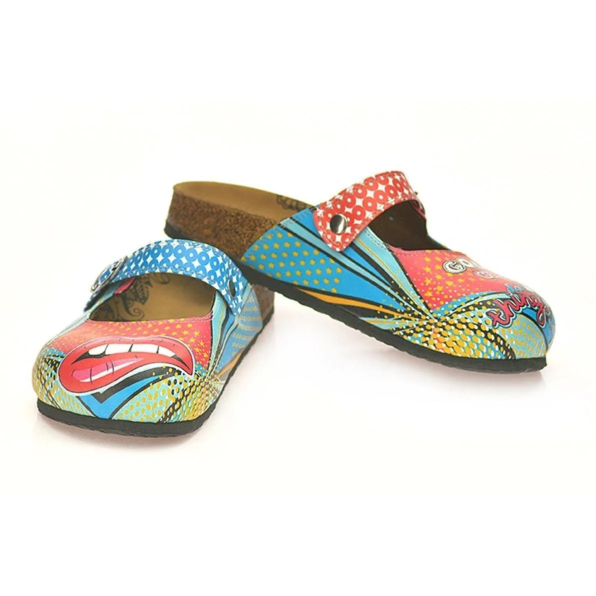 Red & Blue Good Girls Do Bad Things Clogs CAL801