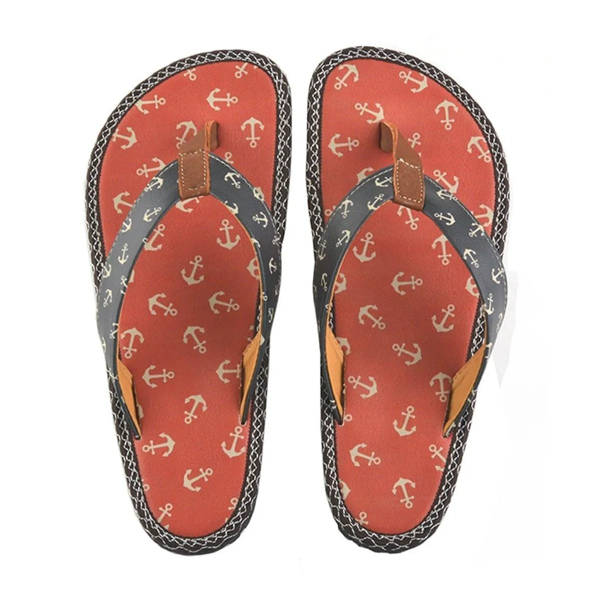 Red & Navy Anchor Flip-Flop CAL412