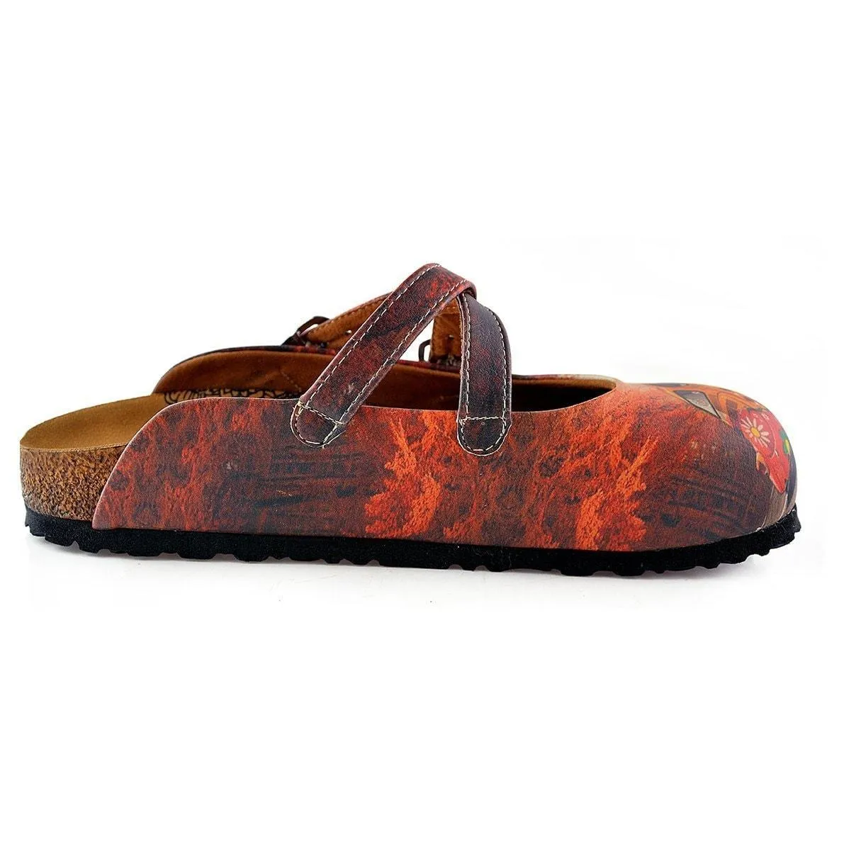 Red & Orange Floral Car Clogs CAL121
