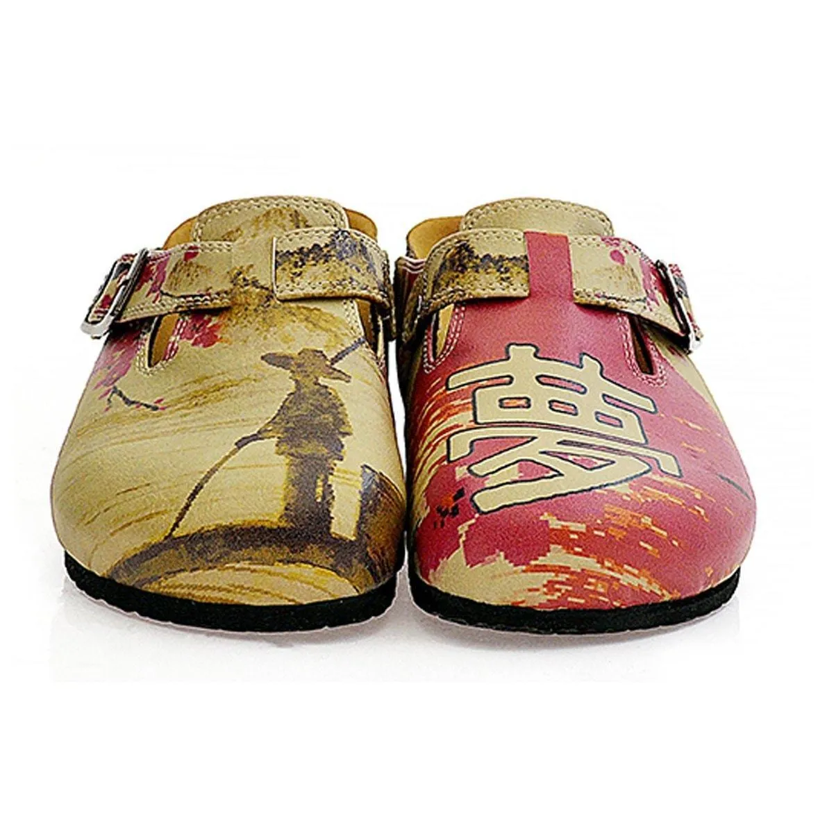 Red & Tan Chinese Clogs CAL320